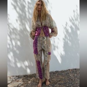 Zara patch work blouse and pant set